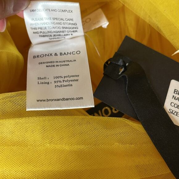 Bronx and Banco Anna One Shoulder Tiered Tulle Yellow Sheer Maxi Gown Size XS - Picture 16 of 16